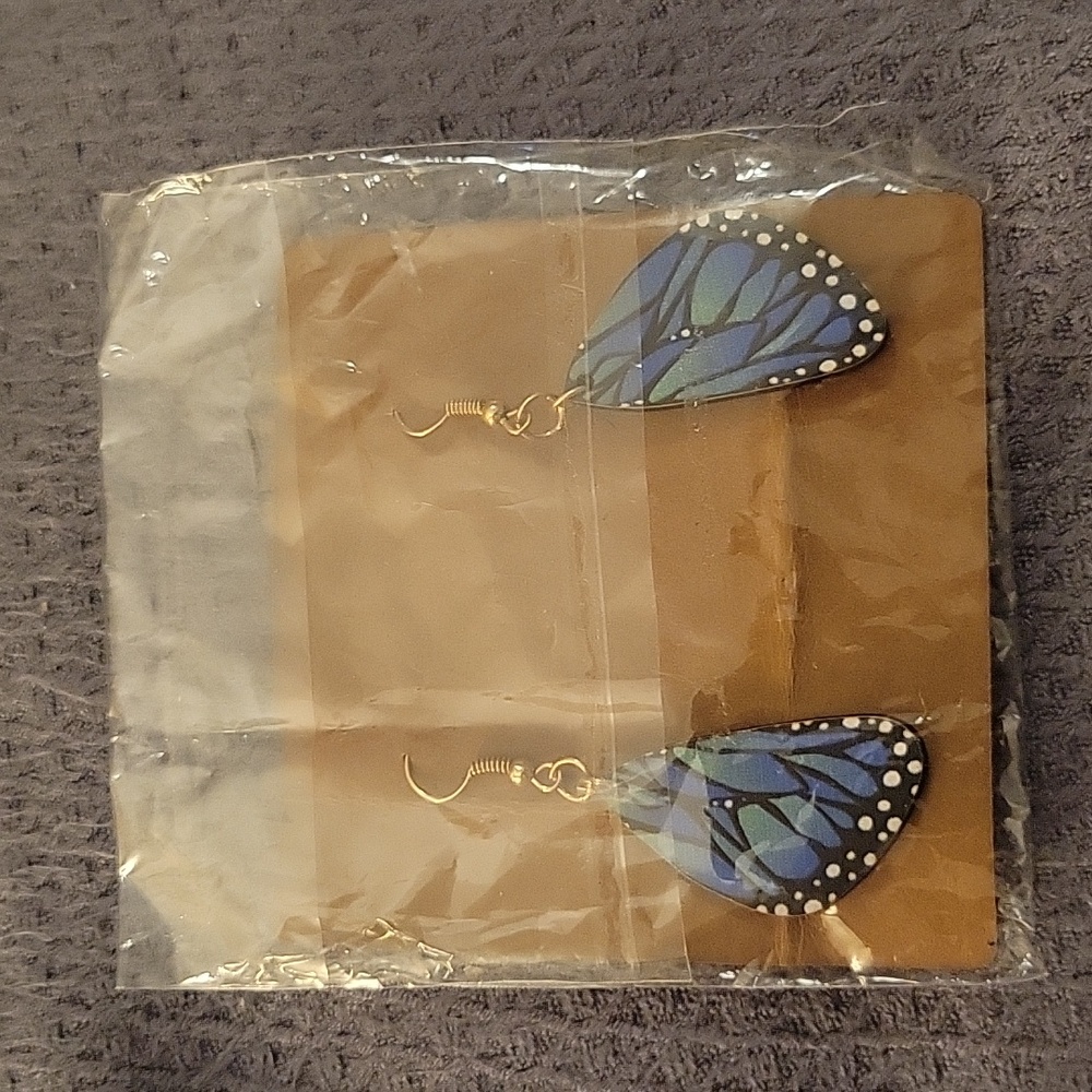 Wooden Earrings, Dangle Earrings, Boho Style Earrings, Unique Shape of Butterfly